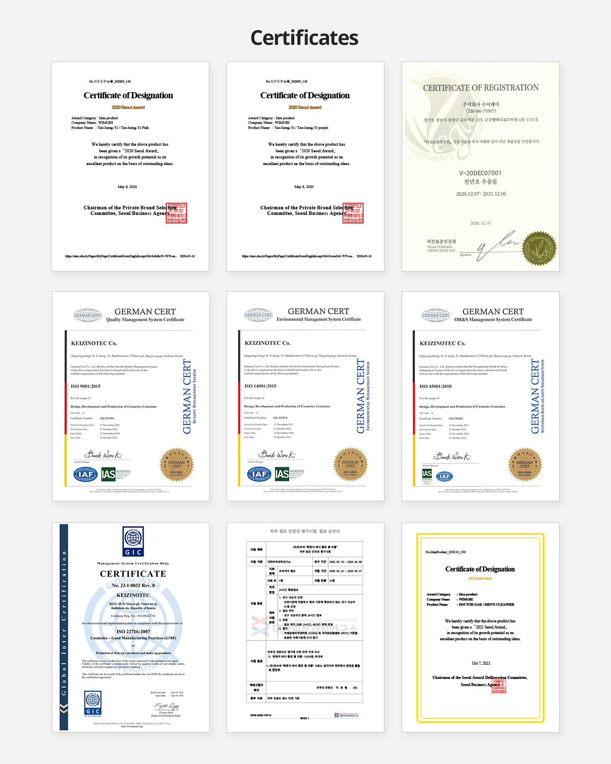 Certificates